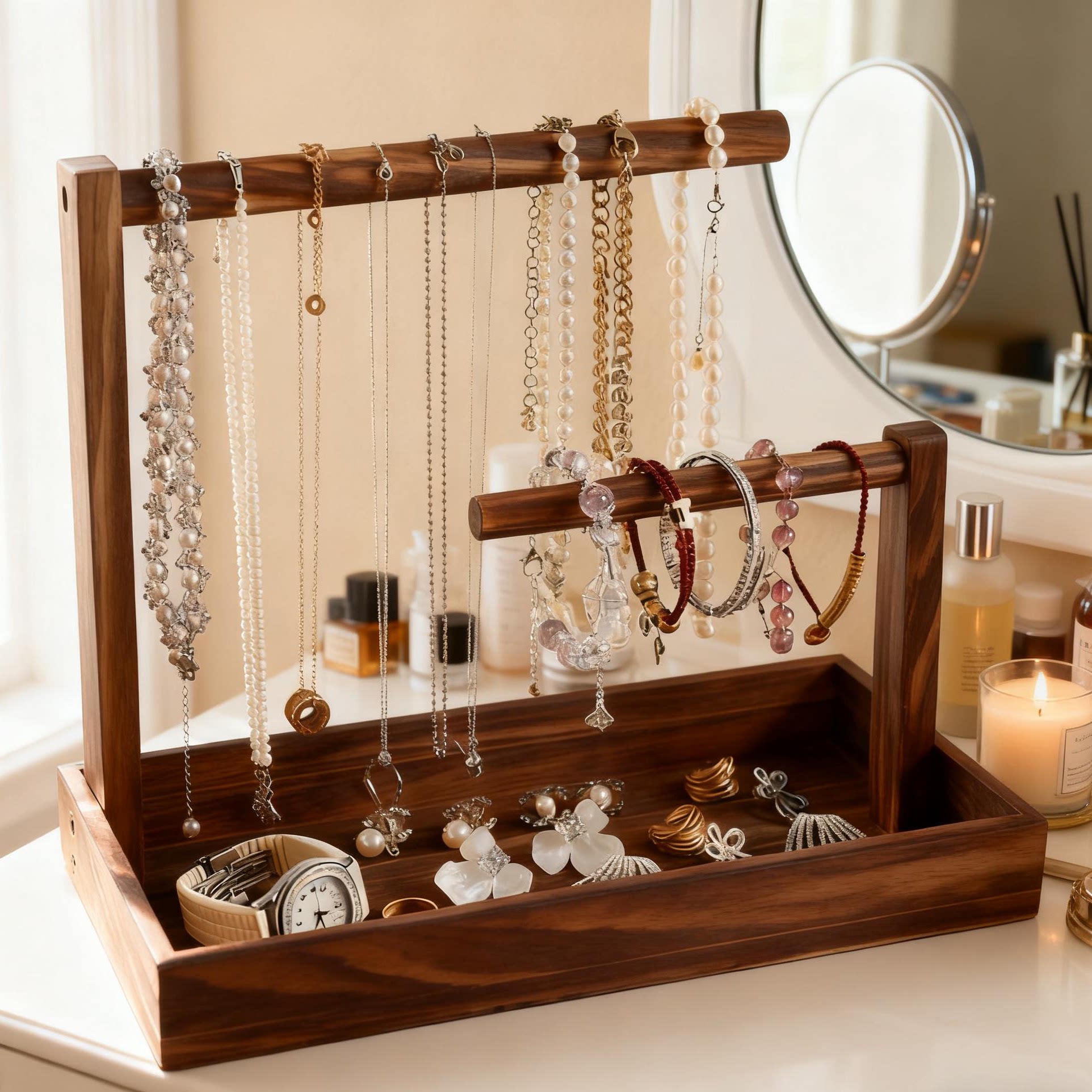 高档纯实木首饰盒手串复古收纳架展示架手表文玩手链手镯佛珠古玩