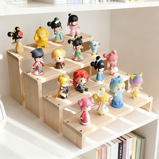 实木原木桌面架子展示架玩偶公仔收纳架多肉绿植首饰茶杯茶具复古