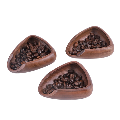 胡桃木实木称豆盘豆碟分装容器