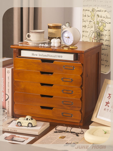 木制抽屉式收纳架桌面面膜文件收纳箱售票台A4文件帐户整理柜