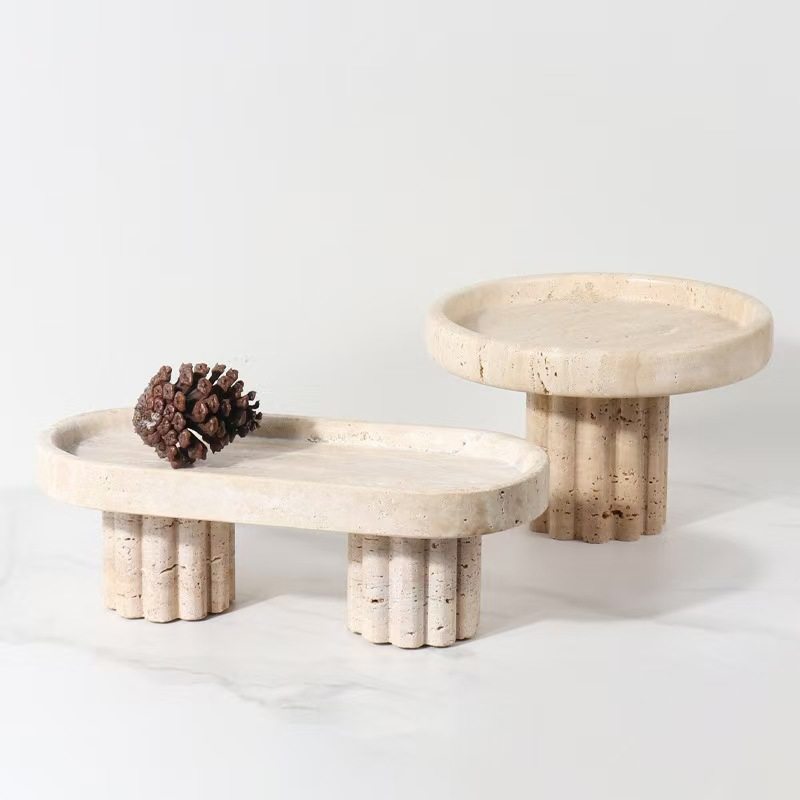 轻奢侘寂黄洞石大理石几何托盘收纳高脚果盘花器摆件餐桌玄关饰品,家居饰品,果盘/果篓,淘宝优惠券,粉丝福利购,淘宝优惠卷