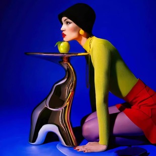 意式现代大型电镀落地狗茶几小象边几托盘摆件轻奢创意客厅电视柜