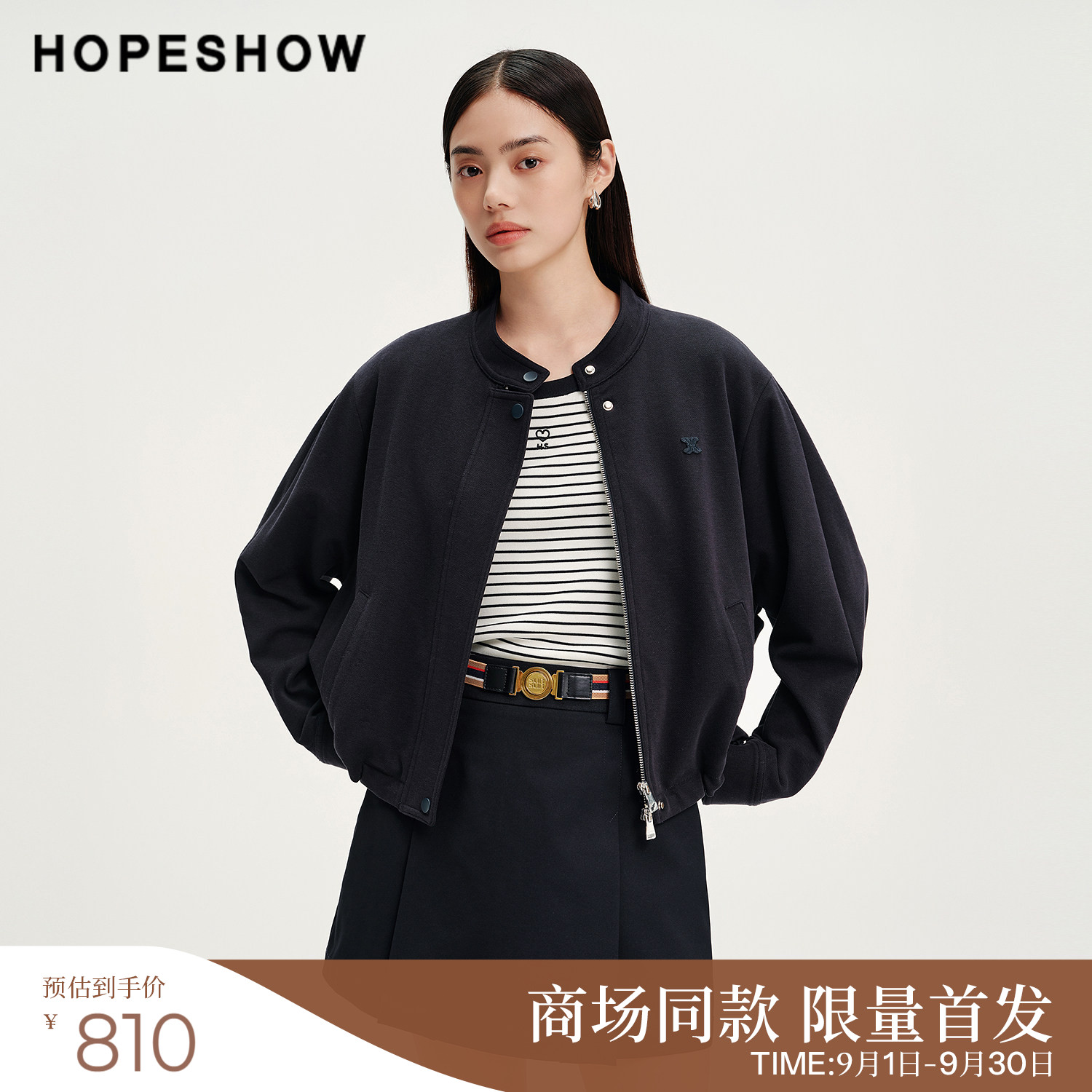 红袖商场同款女装藏青廓系短外套图片