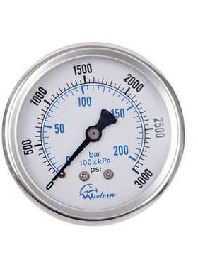 60mm轴向耐震充油压力表，200bar轴向不锈钢压力表厂家直销