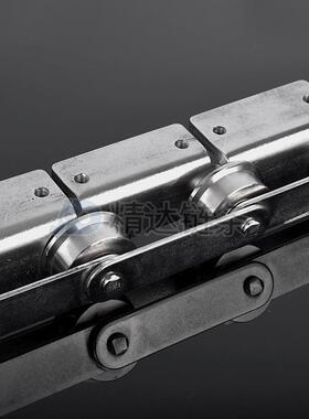 不锈钢米制链201 304 316大节距M系列P100 P200非标输送链条F滚珠