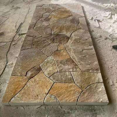 别墅用柏坡黄冰裂纹地铺石碎拼石 柏坡黄自然石 柏坡黄风景石 柏