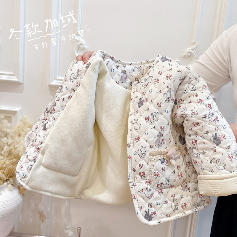 女童秋冬季加绒加厚棉服宝宝保暖棉袄儿童碎花上衣外套洋气冬装潮,童装/婴儿装/亲子装,棉袄/棉服,淘宝优惠券,粉丝福利购,淘宝优惠卷