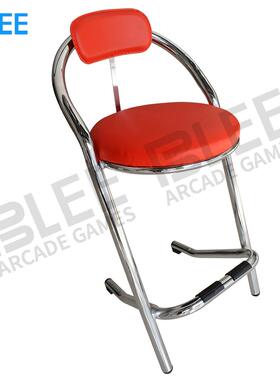 吧台高脚凳红色皮质软包靠背椅子游戏厅电玩城不锈钢骨架接待椅子
