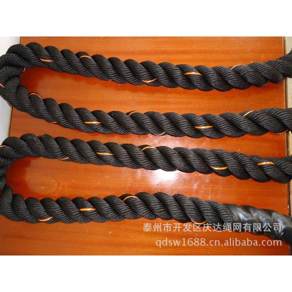 黑金黄款3股涤纶健身绳力量甩绳格斗绳负重绳体能训练战绳