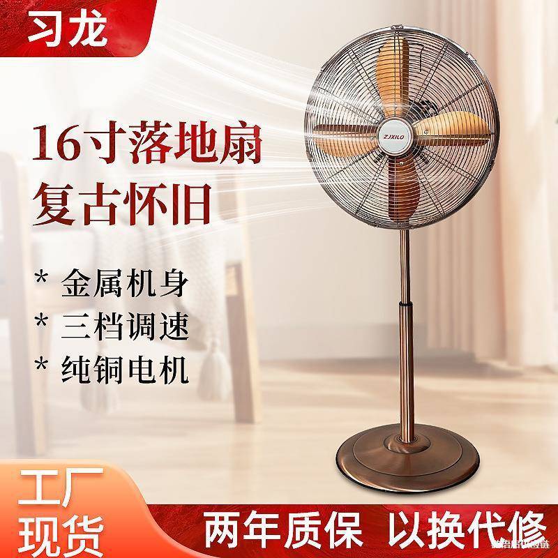仿古欧式电风扇复古怀旧办公家用客厅落地扇大风力16寸金属落地扇