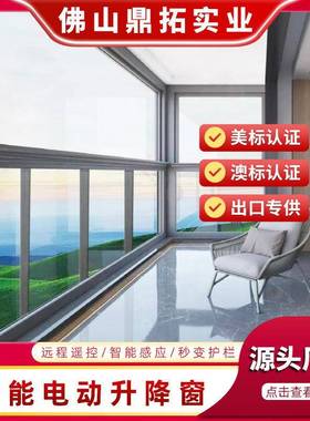 封阳台电动升降窗家用智能遥控抗风隔音直销断桥铝上下提升窗
