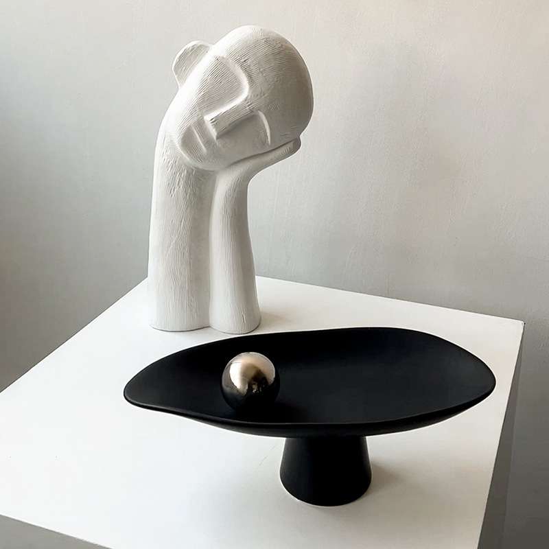 态生活意式简约餐桌高脚果盘摆件软装售楼处家居客厅茶几收纳托盘