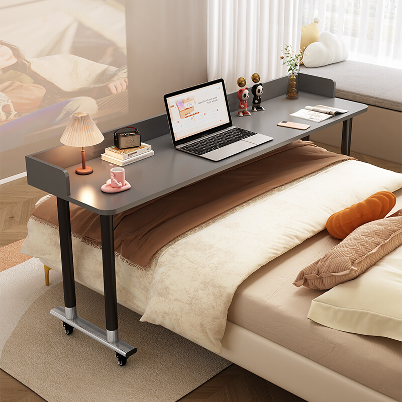 跨床桌可移动床边桌懒人床上学习桌实木书桌电脑桌小户型床尾桌子