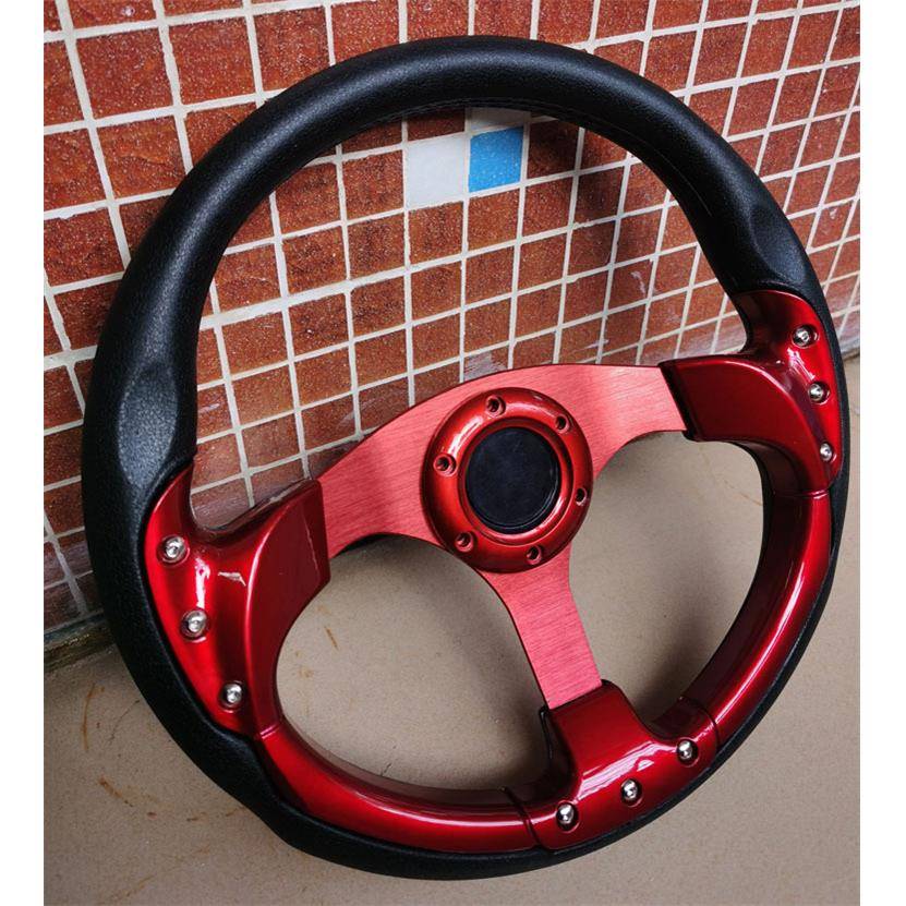 改装方向盘仿赛车竞技方向盘适手14寸PU个性方向盘小车通用方向盘