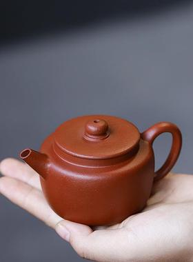 宜兴紫砂壶工堂原矿生砂朱泥纳贤120毫升内推孔小品茶壶茶具