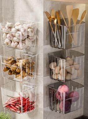 家用葱姜蒜收纳盒厨房置物架多功能架子调料用品壁挂沥水神器