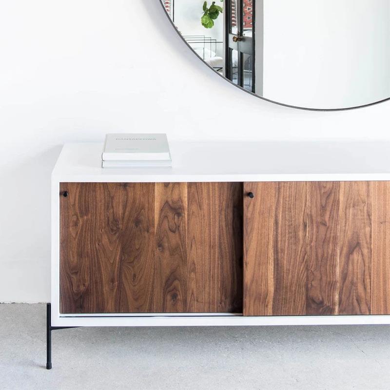 弄舍北欧现代简约实木电视柜客厅家用小户型轻奢黑胡桃木家具