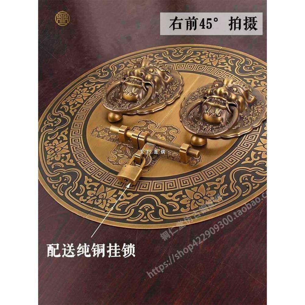 中式铜大门拉手圆形古建祠堂兽头门环庭院木门狮子头门把手