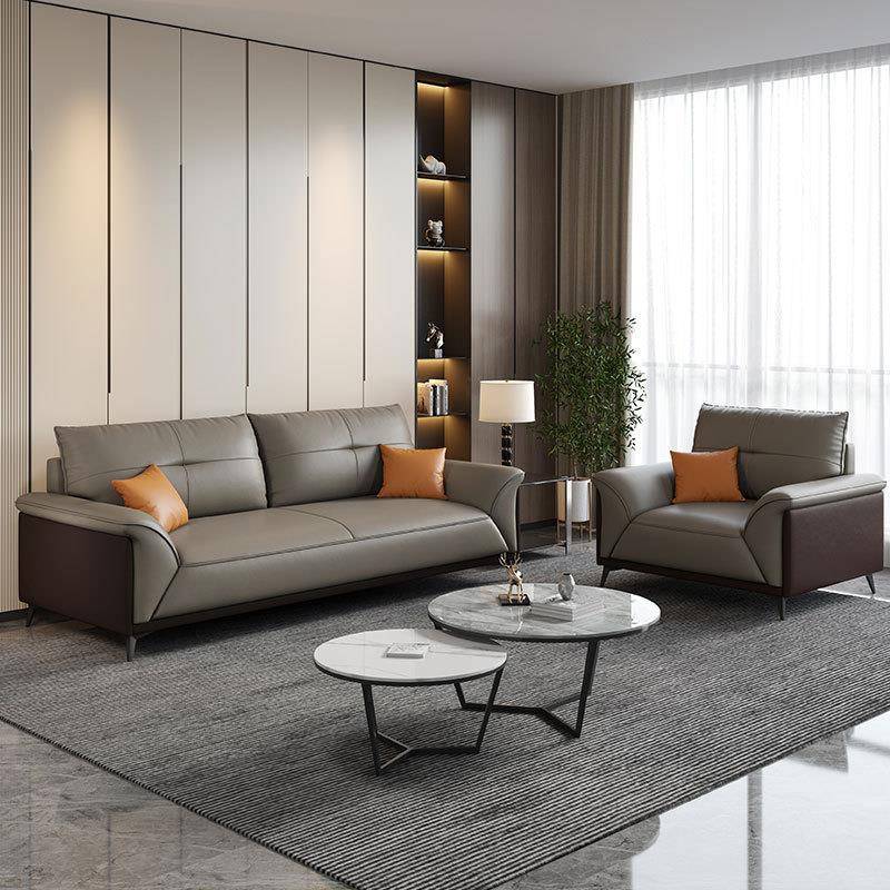 办公室沙发茶几组合套装简约现代商务会客洽谈休息皮艺接待三人位