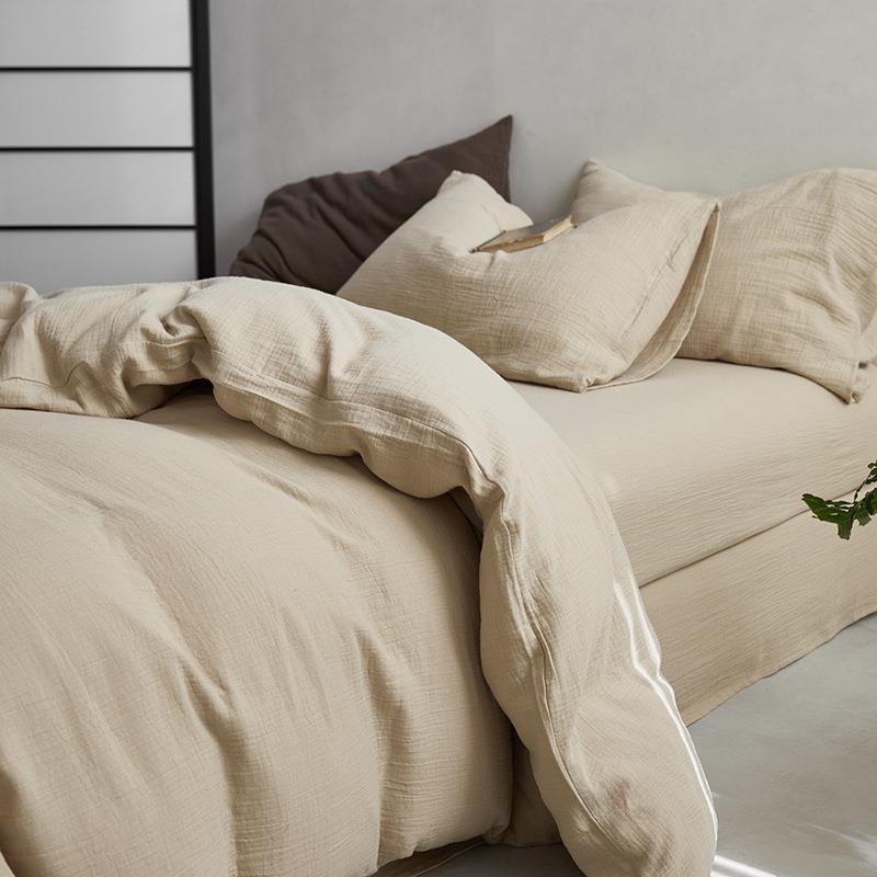 纯色全棉皱皱纱单品被套纯棉素色单件被罩200*230cm220*240双人