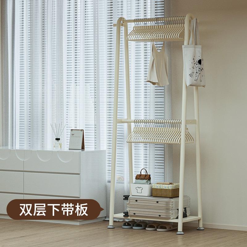 卧室落地挂衣架家用收纳架奶油风铁艺双层衣帽架床边放衣服的神器