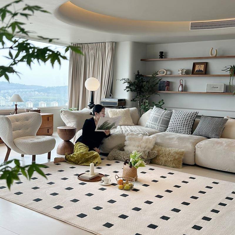 无胶防水客厅沙发地毯意式轻奢极简2025新款抑菌卧室高级感隔音垫