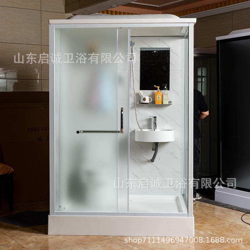 一体式卫生间钢化玻璃洗澡间干湿分离集成浴室整体淋浴房