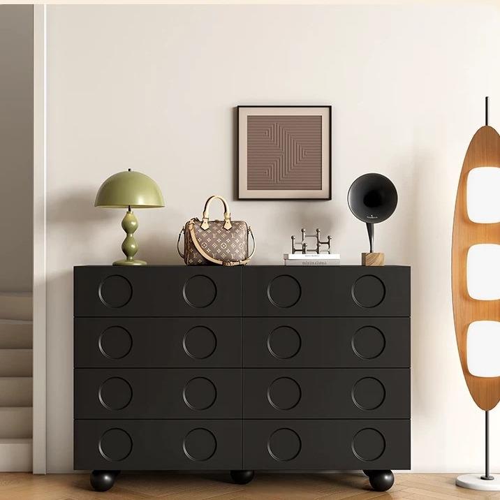 黑色复古八斗柜卧室床尾斗柜客厅玄关柜收纳储物柜电视沙发边柜