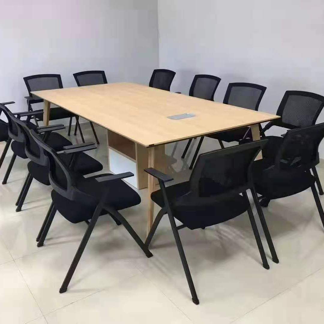 培训桌椅带写字板会议室椅网布折叠办公椅带滑轮简约现货免安装椅
