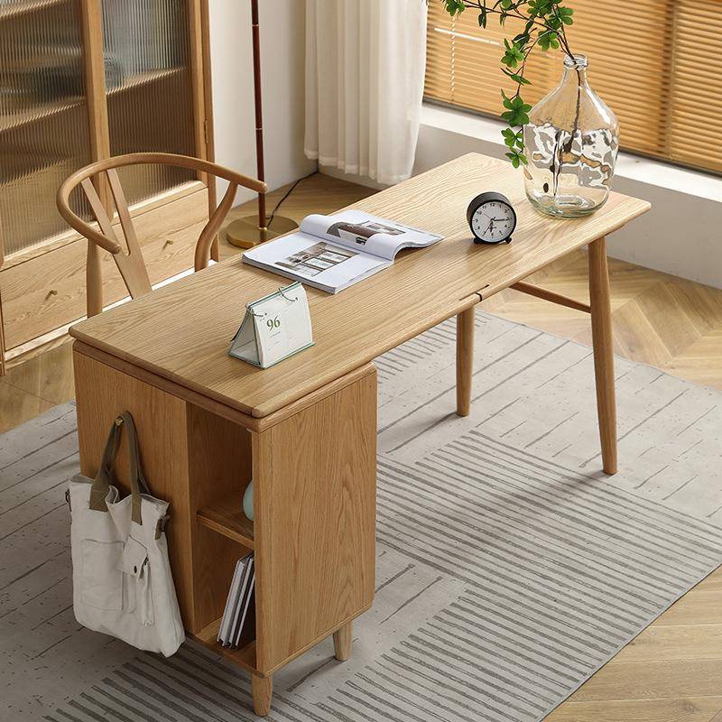 舜伊工贸实木双人书桌书柜组合原木单人学习桌简约电脑长条桌子