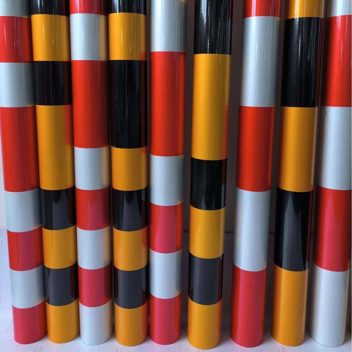 直销加厚双色竖条铝基膜电线杆防撞反光警示贴竖条电力反光贴