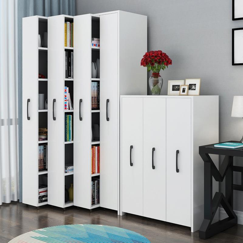 推拉防尘书架带轮隐形书柜储物夹缝抽屉式移动收纳柜缝隙书橱柜子