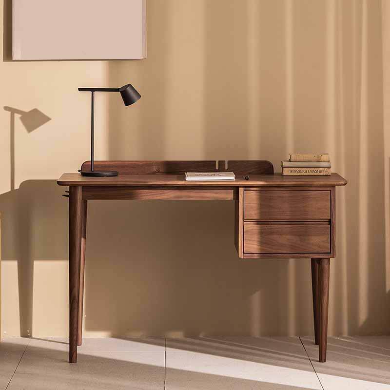 北欧黑胡桃木书桌全实木电脑桌小户型家用现代简约原木书房学习桌