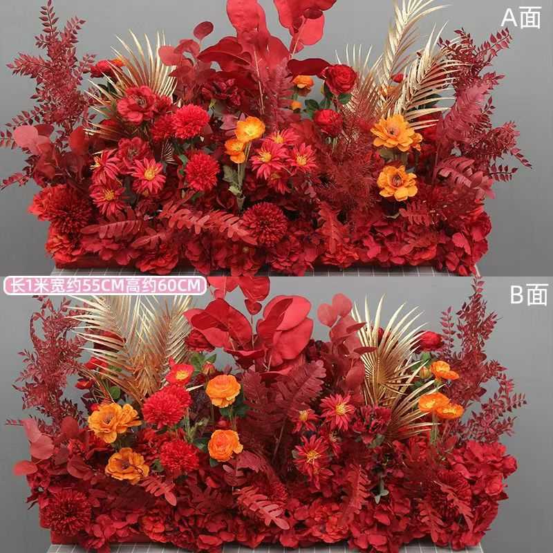 新款婚庆大款地排花绢花成品装饰花排台路引婚礼花艺
