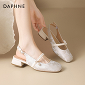 粗跟凉单鞋 达芙妮新中式 配裙子后空凉拖 2026新款 夏季 包头凉鞋 女款