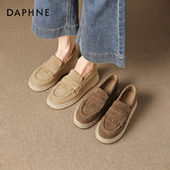 渔夫鞋 达芙妮老钱风乐福鞋 厚底增高单鞋 坡跟豆豆鞋 女2026新款 秋季