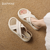 平底露趾拖鞋 达芙妮波西米亚凉鞋 夏季 外穿编织凉拖鞋 女款 2026新款