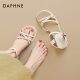 女夏季 2026新款 外穿法式 达芙妮露趾凉鞋 配裙子一字带罗马女鞋 粗跟