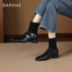 达芙妮高跟短靴女2026新款 秋冬季 方头粗跟瘦瘦靴弹力袜靴马丁靴子