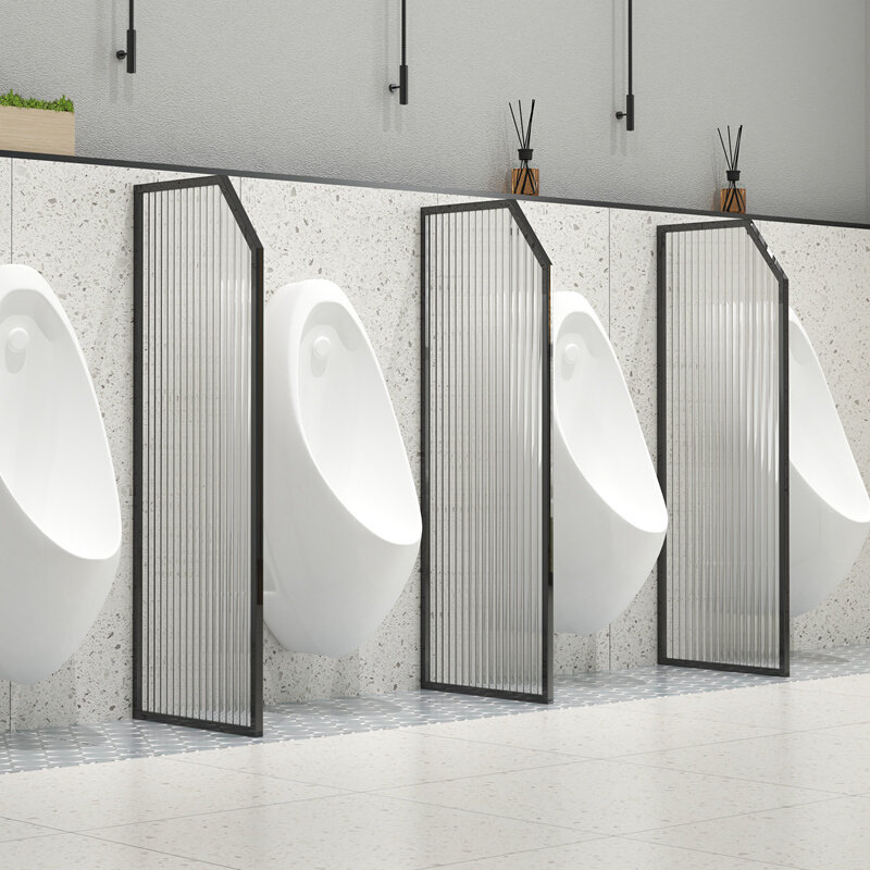 不锈钢小便斗玻璃挡板男厕小便池隔板公共厕所隔断卫生间商业屏风