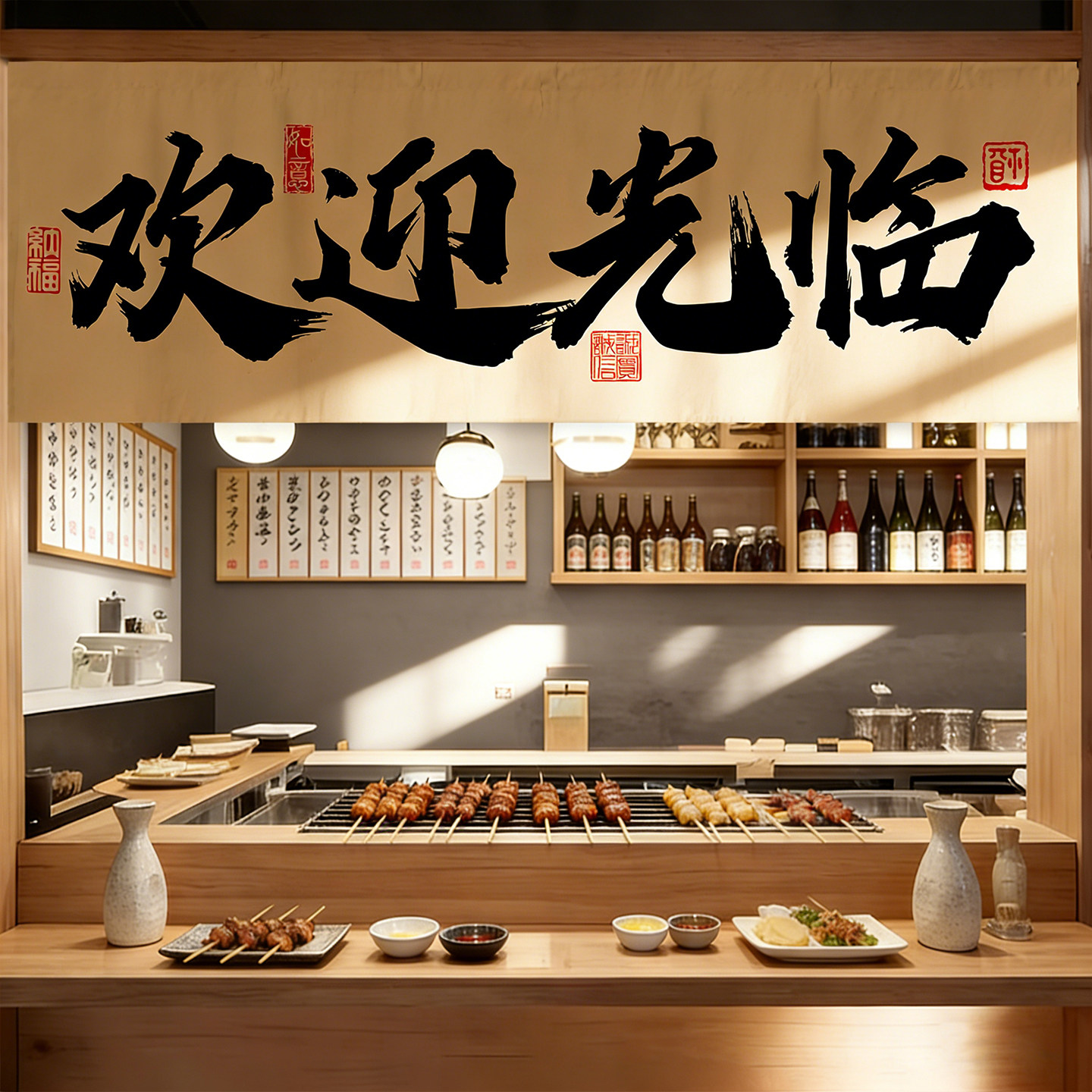 定制厨房出餐口遮挡帘布帘防油烟门帘取餐口半帘饭店餐厅隔断短帘