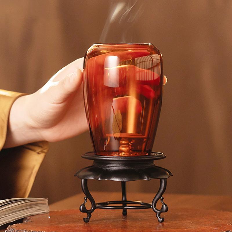 中式古篱烛台摆件仿古禅意国风茶室空间氛围意境琥珀蜡烛灯罩