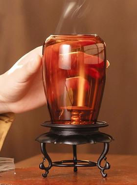 中式古篱烛台摆件仿古禅意国风茶室空间氛围意境琥珀蜡烛灯罩