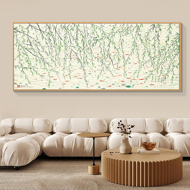 吴冠中水墨画新中式客厅装饰画沙发背景横版壁画大尺寸餐厅挂画