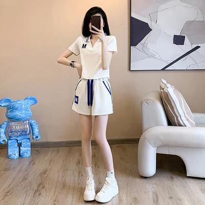 欧洲站白色休闲运动套装女夏季大码2025年新款时尚洋气短袖两件套