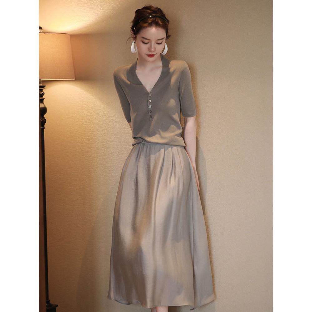 欧洲站2025年夏季新款女装高级感气质名媛时尚套装裙半身裙两件套