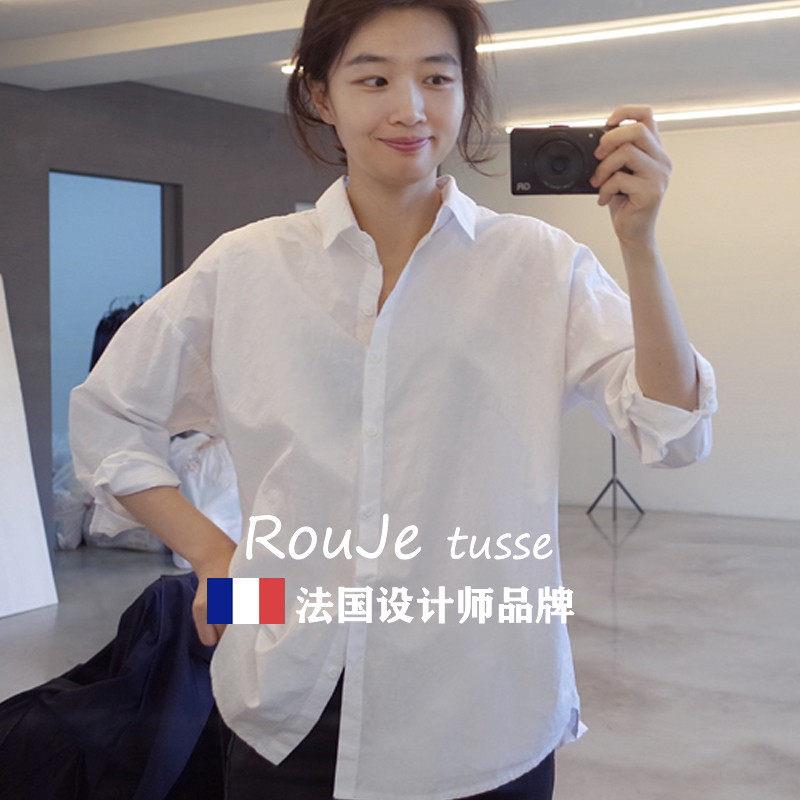 法国Ruje tus穿se衬衫61087010中长款叠内搭大o码式幂穿搭休闲白