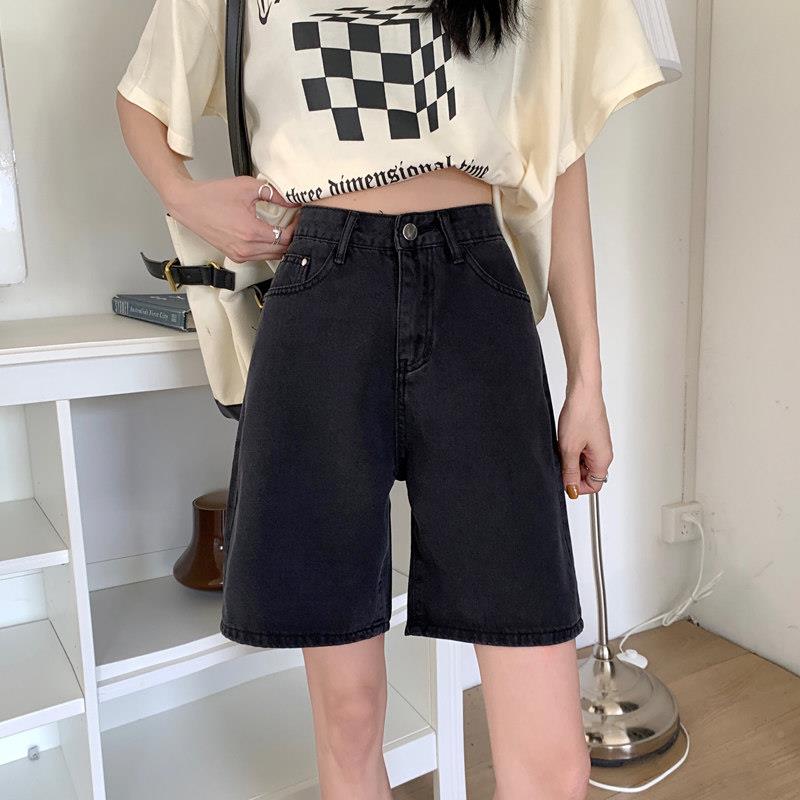 牛0仔短夏裤女T5913季薄226新款五分搭高腰宽松小个子百休闲显瘦