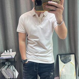 潮牌夏纯色短袖pol衫o衫男季净版士简KWV男约半袖翻领上衣保罗衣