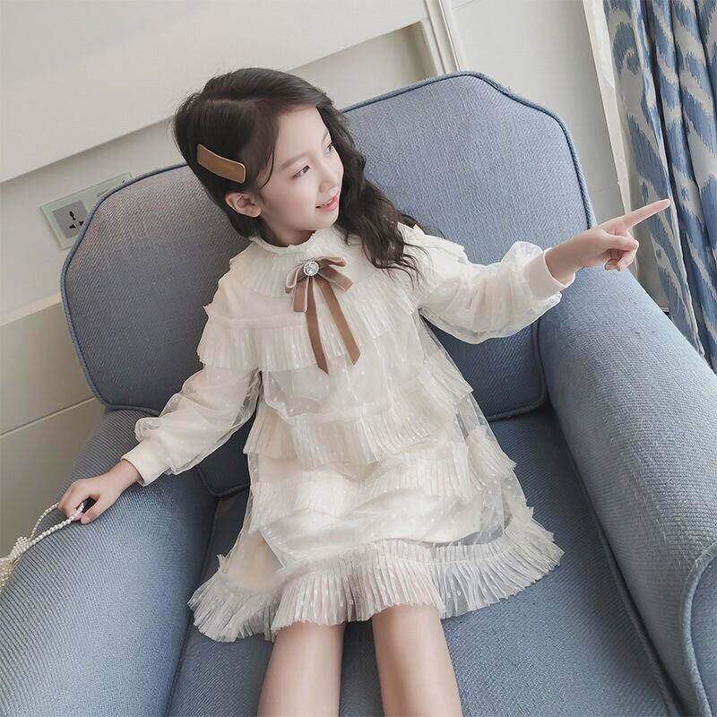 韩国儿长袖连衣童0142主024春裙秋新款小女孩洋气纱裙女童高级感